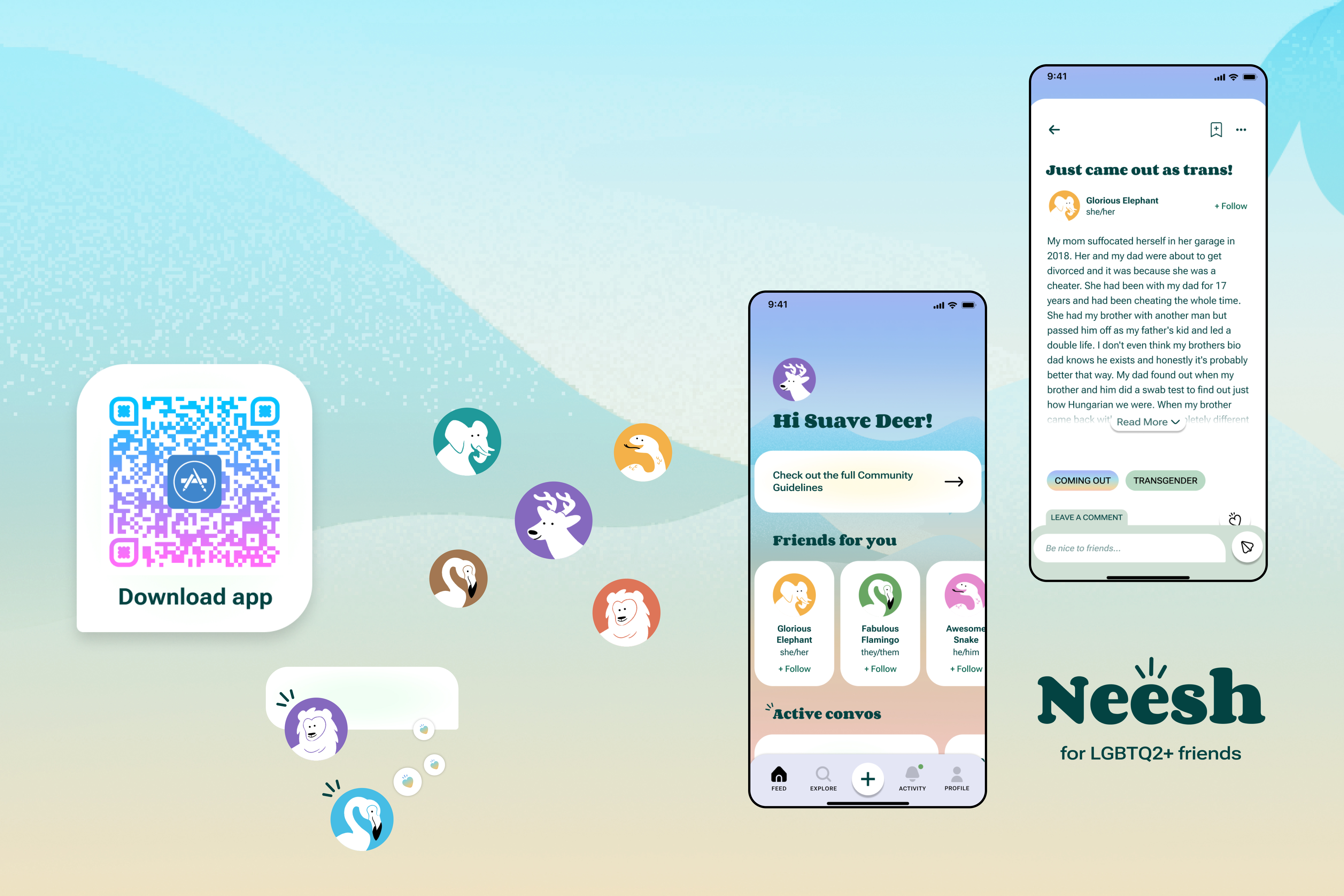 Screenshots of the Neesh App