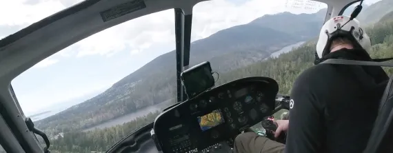 VR view inside a helicopter