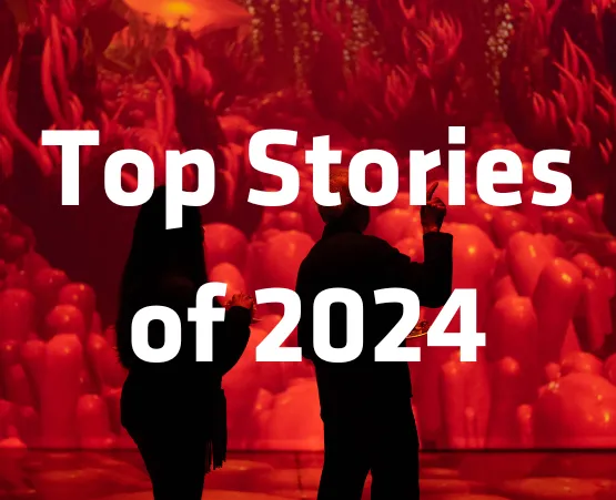 Top Stories of 2024 overlaid on art installation